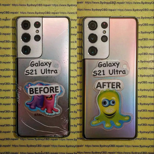 What is the back panel material of Samsung S21 Ultra?