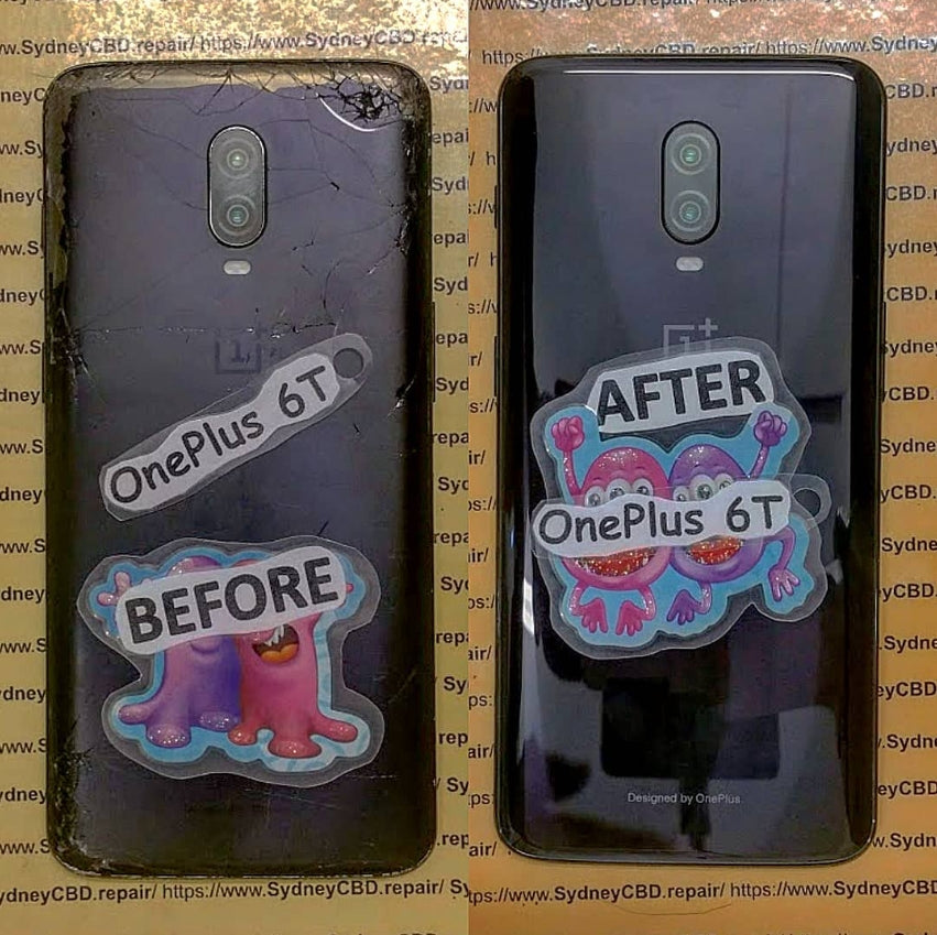 What is the back of OnePlus 6T made of?