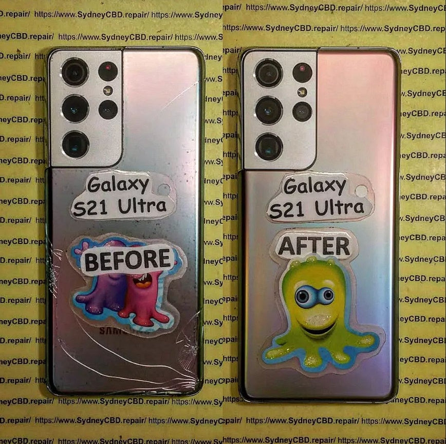 What is the back panel material of Samsung S21 Ultra?